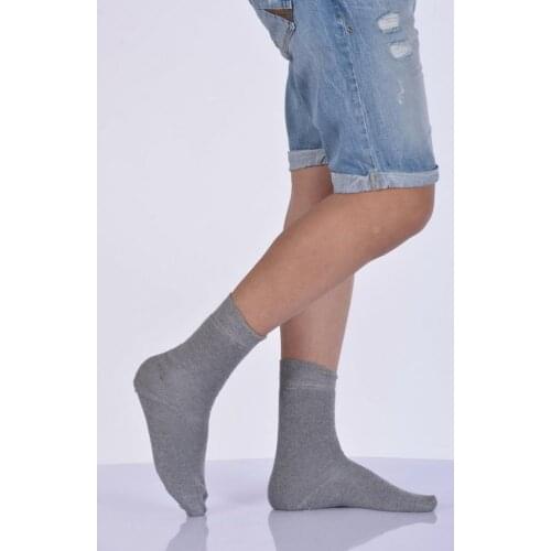 Idilfashion Male Cotton Towel Socket Stocking-Light Gray-E-ART216 (3'LÜ PACKAGE)