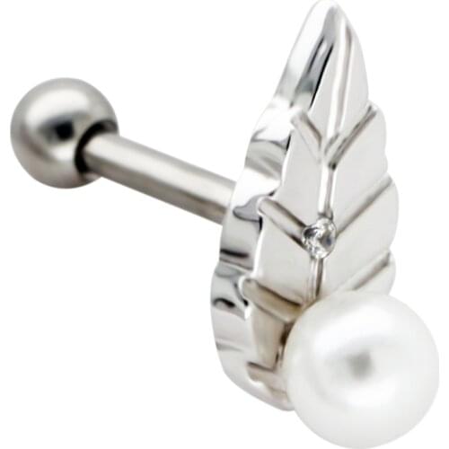 JHJT MUSI 16G/1.2mm Cartilage Nail G23 Titanium Leaves Cartilage Earring Stud Piercing Body Jewelry