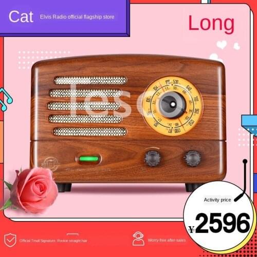Collection of original wooden retro radio bluetooth speaker audio home FM radio