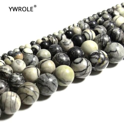 Black Network Zebra Stripes Natural Stone Round Beads For Jewelry Making DIY Bracelet Necklace 4/6/8/10/12 Strand15
