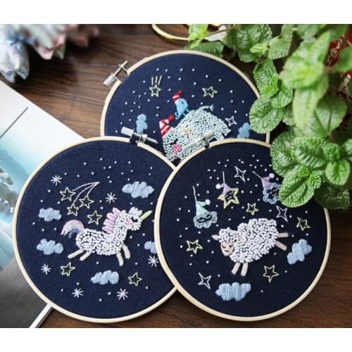 Buy one get one free show stretch, DIY creative cloth art three-dimensional embroidery sky series embroidery hanging painting