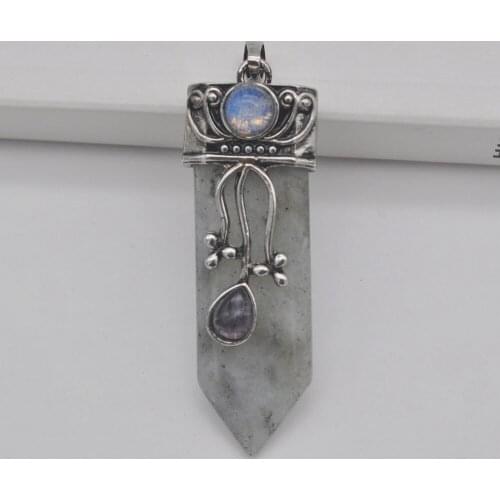 Labradorite Natural Stone Gem Pendant Pendulum Jewelry S3191