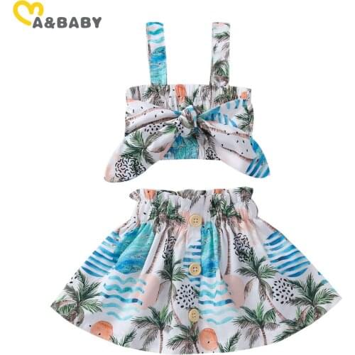 Ma&Baby 6M-4Y Summer Toddler Infant Baby Girl Clothes Set Flower Vest Tops Ruffles Skirts Outfits Holiday Travel Costumes