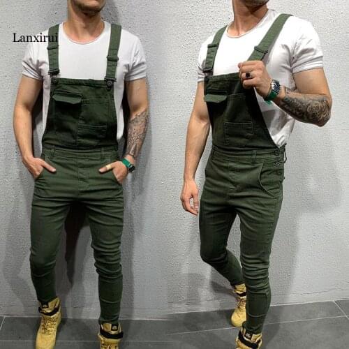 Men suspenders denim brand hip-hop fashion jumpsuit jeans trousers popular overalls 6 colors fashion