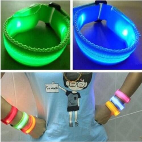 12 Pcs LED Luminous Safety Armband Wristband Outdoor Climbing Running Party Bar Carnival Supplies Children Adult Boys and Girls