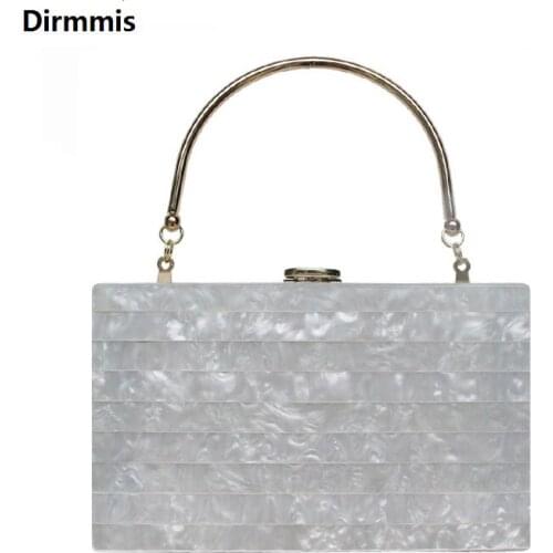 New Fashion Wallet Women Bag Acrylic White Striped Wedding Handbag Woman Metal Ring Evening Bag Trendy Party Clutch Box Purse