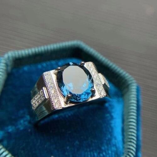 New Coming 100% Real And Natural Topaz Ring Man ring 925 sterling silver Man Ring Fine handworked jewelry