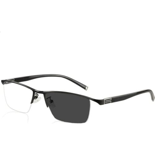 Half frame Anti-UV Aspheric resin Alloy Frame Photochromic glasses Mens business reading glasses +25 +50 +75+1.25 +1.75 +2.75