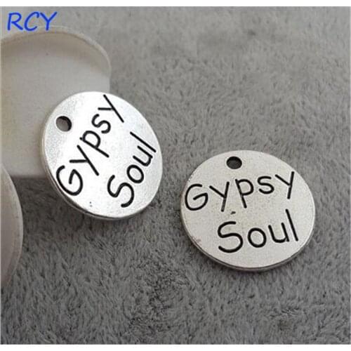 Top Quality 20 Pieces/lot 20mm Round Disc Letter Printed gypsy soul charms gypsy charms for jewelry making