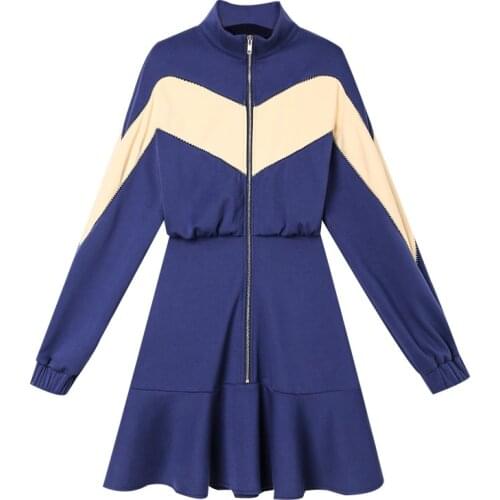 Korean Style Long Sleeve Mini Dress Women Spring Stand Sexy High Waist Zipper Hips Mermaid Dresses Autumn Ruffiles Slim Vestido