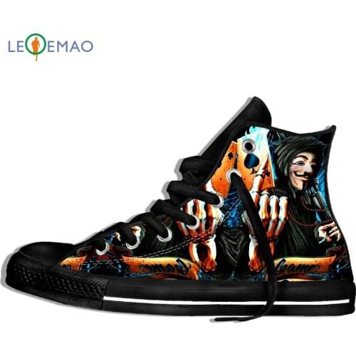 Outdoor Walking Shoes Skull Poker Men/ Novelty Canvas Sport Shoes Comfortable Lace-up Students Sneakers