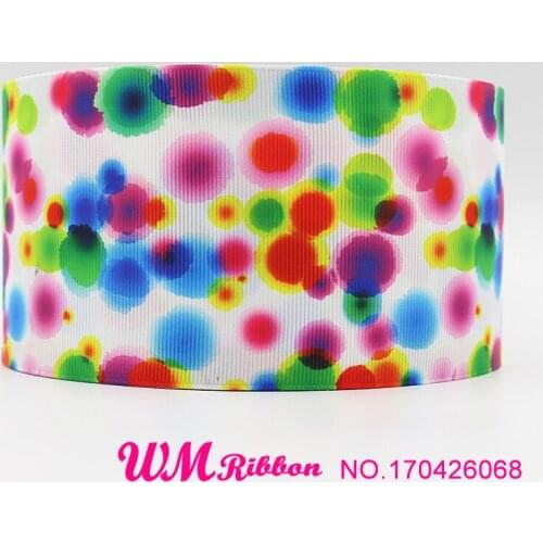 Q&N ribbon 3inch 75mm 170426068 dot printed grosgrain ribbon webbing 50yards/roll for headband free shipping