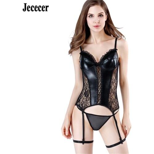 Sexy Bustier Plus Size Leather Gotic Female Gothic Sexy Bodice Woman Bustier Lace Bra Overbust Vintage Corset Top Clothing