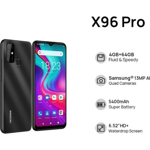 DOOGEE X96 Pro Smartphones 4GB RAM 64GB ROM Octa Core 13MP Quad Camera Android 11 Mobile Phone 5400mAh Cellphone