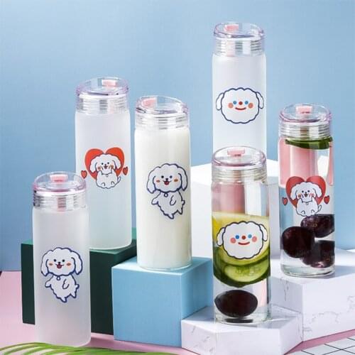 Drink Glass Water Bottles Bottle Eco Friendly Creative Glass Cute Cups Girls Women Student Travel Tea Bottle With Portable Rope