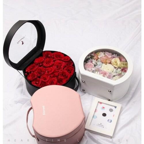 Wedding Gift Box Waterproof Portable Leather Apple type Round PVC exquisite transparent Souvenir Flower Box Packaging Valentine