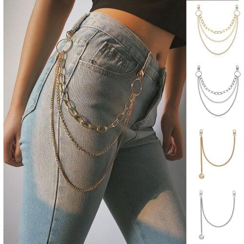 Three Layer U Shape Waist Chain Women Metal Waist Chains Belt Chain On Jeans Fashion Personality Classic Trouser Chains Jewelry