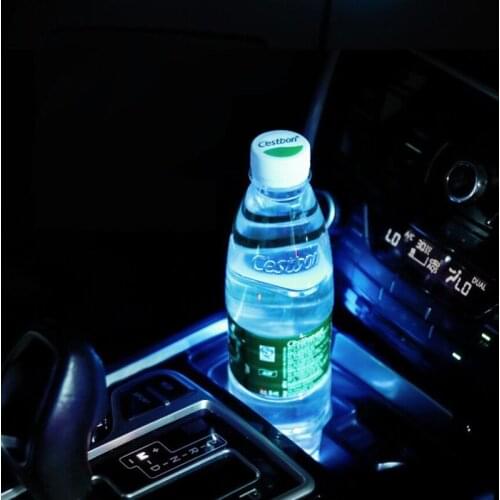 2 pieces of universal led light car LED luminous water coaster cartoon acrylic car cup slot anti-skid mat car atmosphere light