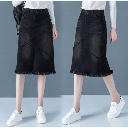 2021 Spring Autumn Women Denim Skirt Solid Irregular High Waist Casual Korean Style Office Lady New Fashion Female Wear D245