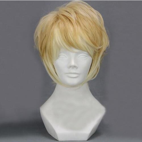 Diabolik Lovers Cosplay Wig Sakamaki Shu Short Blonde Ombre Cos Wigs Heat Resistant Synthetic Hair Cos Wigs + Wig Cap