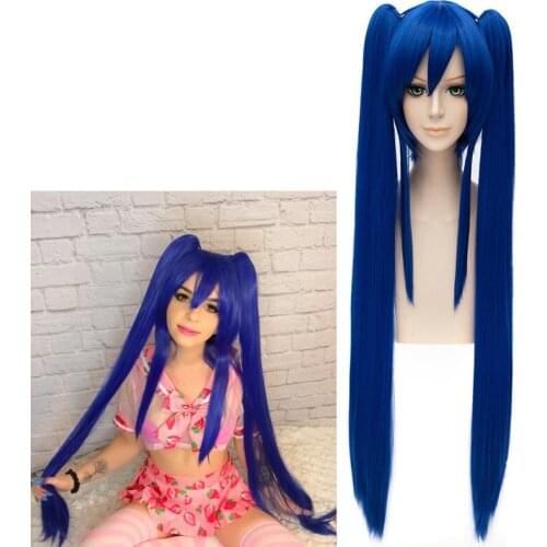 Wendy Marvell Cosplay Wig Fairy Tail Final Series TV Anime Blue Long Straight Pigtails Synthetic Hair