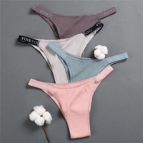 1Pc Women Cotton Panties Sexy T-Back G-string Female Underwear Briefs Breathable Underwear Solid Color Girls Intimates Lingerie