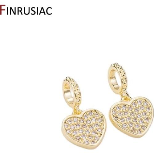 14k gold plated inlaid zircon rhinestone heart moon stars charms for diy bracelets jewelry making