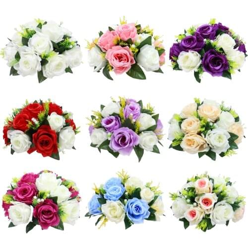26cm Artificial Rose Flowers Ball Bouquet Parties Home Living Room Table Shop