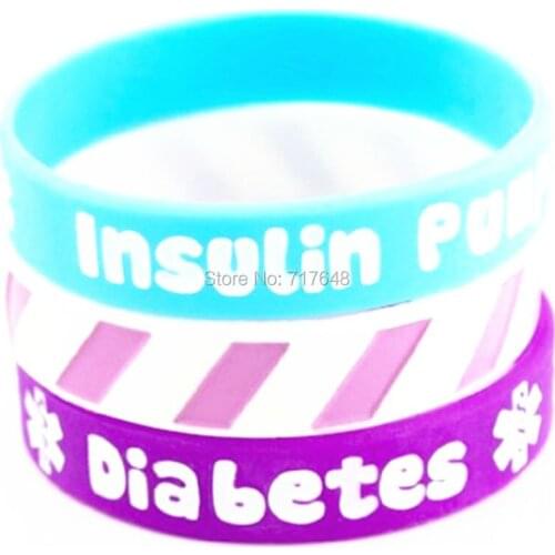 300pcs 3 colors diabetes insulin pump wristband silicone bracelets free shipping by FEDEX