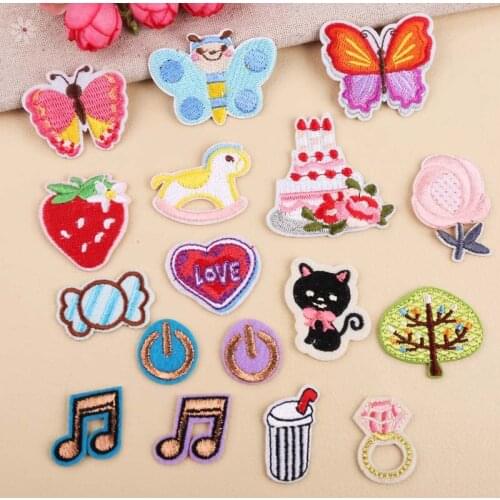 50pcs/lot Cake Fruit Butterfly Embroidery Patches Letters Clothing Decoration Accessories Diy Iron Heat Transfer Applique