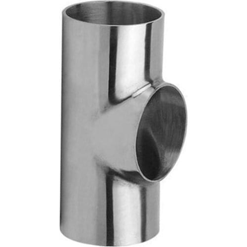 51mm OD 304 Stainless Steel Sanitary Weld Flat Tee Connector Pipe Fitting For Home Brew Homebrew Wine Beer Brewing