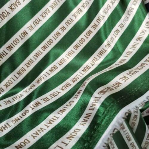 Letter Stripe Satin Ribbon Material Glossy Charmeuse Polyester Tilda Scarf Fabric