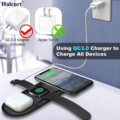 3 in 1 Wireless Charger Station for iphone watch, AirPods, Apple Watch Series SE 6~2, 15W Wireless Charger for iPhone 8~12 XS XR