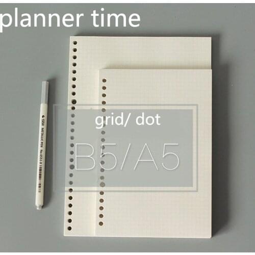 A5 B5 Spiral Notebook Refills Loose Leaf Multi Holes 60 Sheets Inner Pages Dot Grid Graph Papers