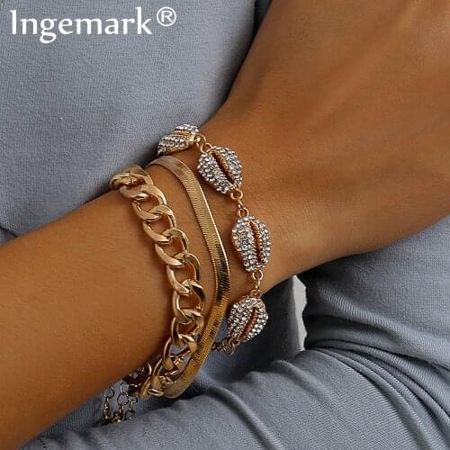 High Quality Boho Crystal Shell Snake Chain Bracelet Bangle for Women Men Armband Steampunk Chunky Link Bracelets Couple Jewelry