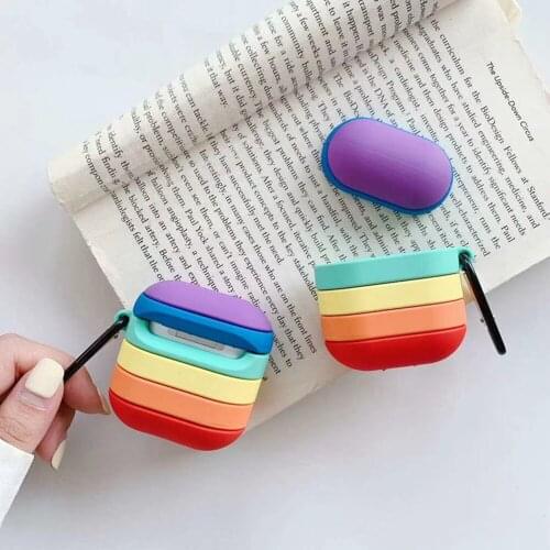 New For AirPods 2 AirPods 1 Case Cute cartoon rainbow shape silicon headphone Cover For Air pods 3 Portable Case Protect