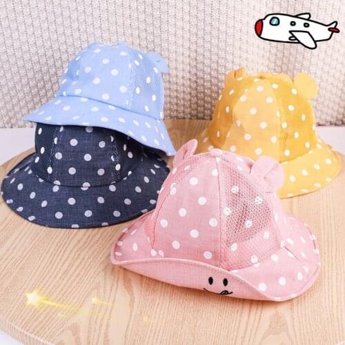 Children Sun Hats Toddler Cap Cute Dot Baby Cap Girl Boys Sun Hat With Ear For Spring Newborn Photography Props Baseball Cap
