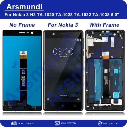 For Nokia 3 N3 TA-1020 TA-1028 TA-1032 TA-1038 5.0" LCD Display Touch Screen Digitizer + Frame For Nokia3 LCDs + Gift
