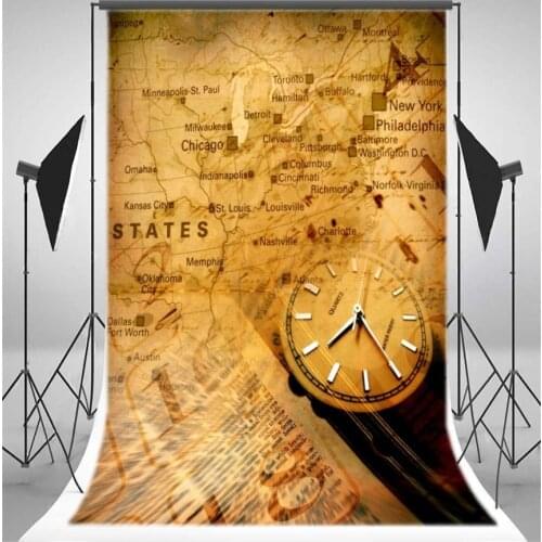 Photography Backdrop Shabby Chic Vintage Old World Map Compass kraft Paper Journey Theme