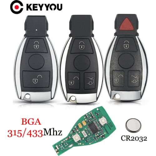 KEYYOU NEC/BGA 315MHz Or 433MHz 2/3 Buttons Smart Car Key For Benz Remote Key For Mercedes Benz Year 2000+ Supports Original