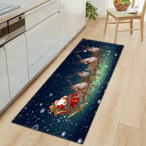 Christmas Carpet Kitchen Non-slip Carpet Restaurant Mat Flannel Carpet Christmas Home Decoration Floor Carpet Santa Claus Carpet