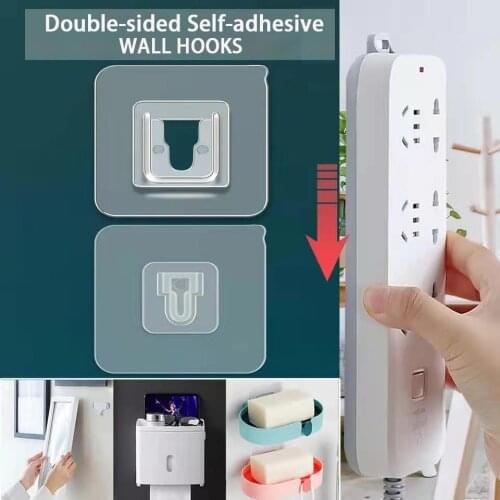 5/10Pairs Self Adhesive Wall Hooks for Kitchen Bathroom Socket Holder Wall Mounted Rack Photo Frame Organizer Storage Holder