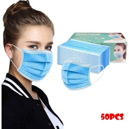 50PCS Disposable Skin Care Mask Wrap Adult Breathable Masks cubrebocas Faceshields 3 Layer Melt-blown Non-woven mascaras faciais