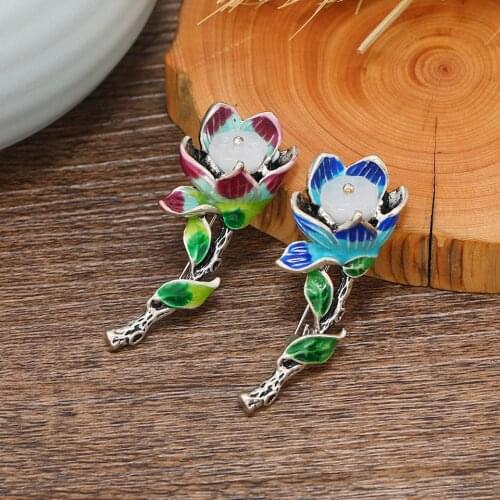 Muylinda Enamel Chalcedony Lotus Brooches Elegant Plant Flower Pin and Brooch Dress Scarf Brooch Jewelry Gift Brooches For Women