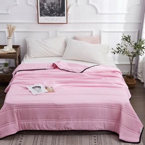 New Soft Sanding Summer Quilt Solid Color Air conditioner Summer Cool Duvet King Queen Size Comforter custom blanket