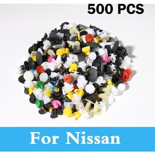 New 500pcs Mixed Car Rivet Fastener Push Door Panel Trim For Nissan Rt Fairlady Z Moco Murano Note Figaro Fuga Leaf Micra Maxima