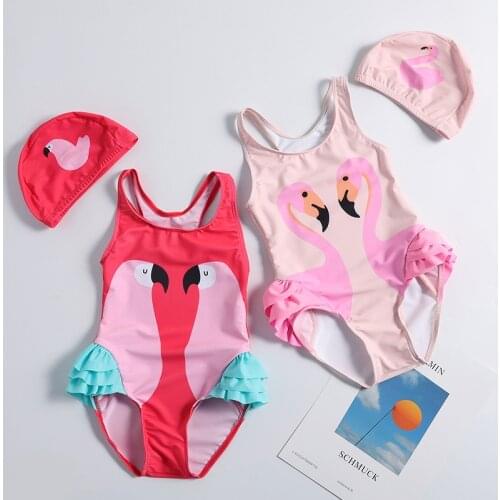 Girls swimwear Children swimsuit 1~10Years Girls swimsuit one piece Kids swimwear with Hat Children Beachwear 2019-ST119