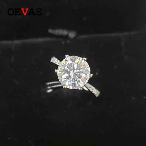 OEVAS Real 3 Carats D Color Moissanite Wedding Rings For Women 100% 925 Sterling Silver Sparkling Enagement Party Fine Jewelry