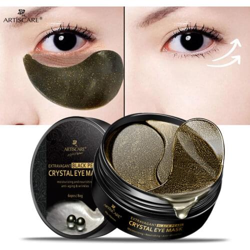ARTISCARE Eye Masks Black Pearl Eye Patches 60pcs Anti Wrinkles Dark Circle Anti Collagen Under Eye Sleeping Mask Moisturizing