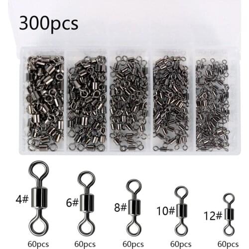 200/300/400/500pcs/box Fishing Barrel Bearing Rolling Swivel Solid Ring Lures Connector Fishing Tackle Accessories Fish Tool